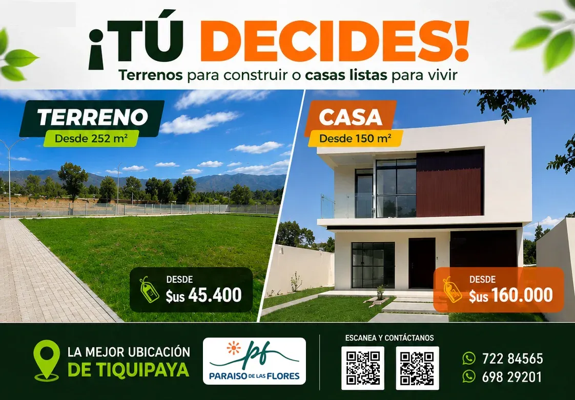 Foto 1 de Venta De Terrenos En Tiquipaya - Con Opciones De Pago