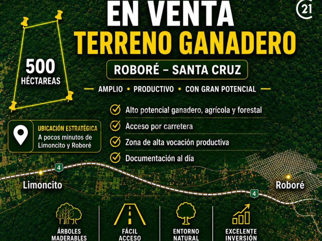 Foto 1 de Propiedad para Ganadería en Venta en Limoncito - Roboré