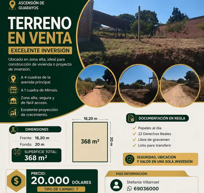 Foto 1 de Terreno en Guarayos en 140.000bs