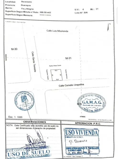 Foto 3 de Terreno en Guarayos en 140.000bs