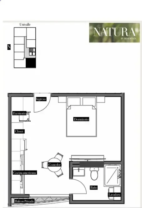Foto 4 de Monoambiente en Venta Condominio Natura By Residenza - Zona Tiquipaya