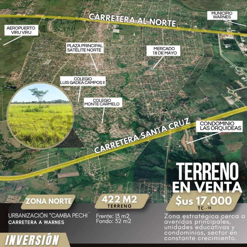 Foto 1 de Terreno en Venta Carretera a Warnes