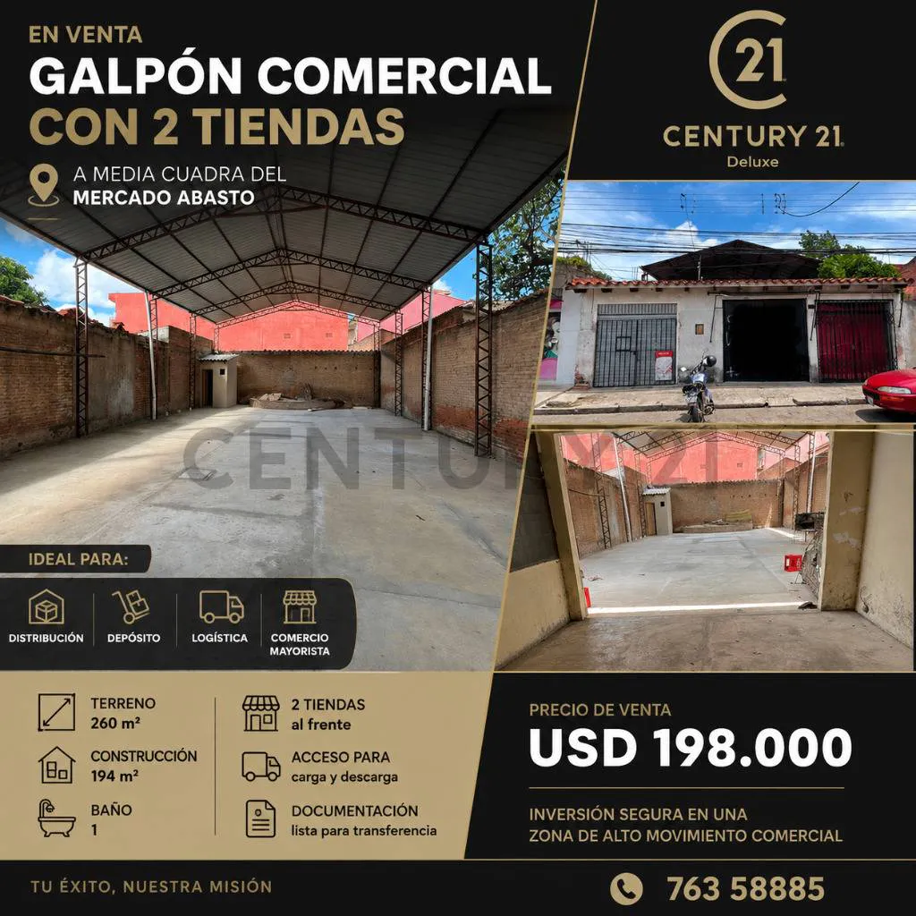 Foto 1 de Galpón Comercial con 2 Tiendas en Venta – a Media Cuadra del Mercado Abasto