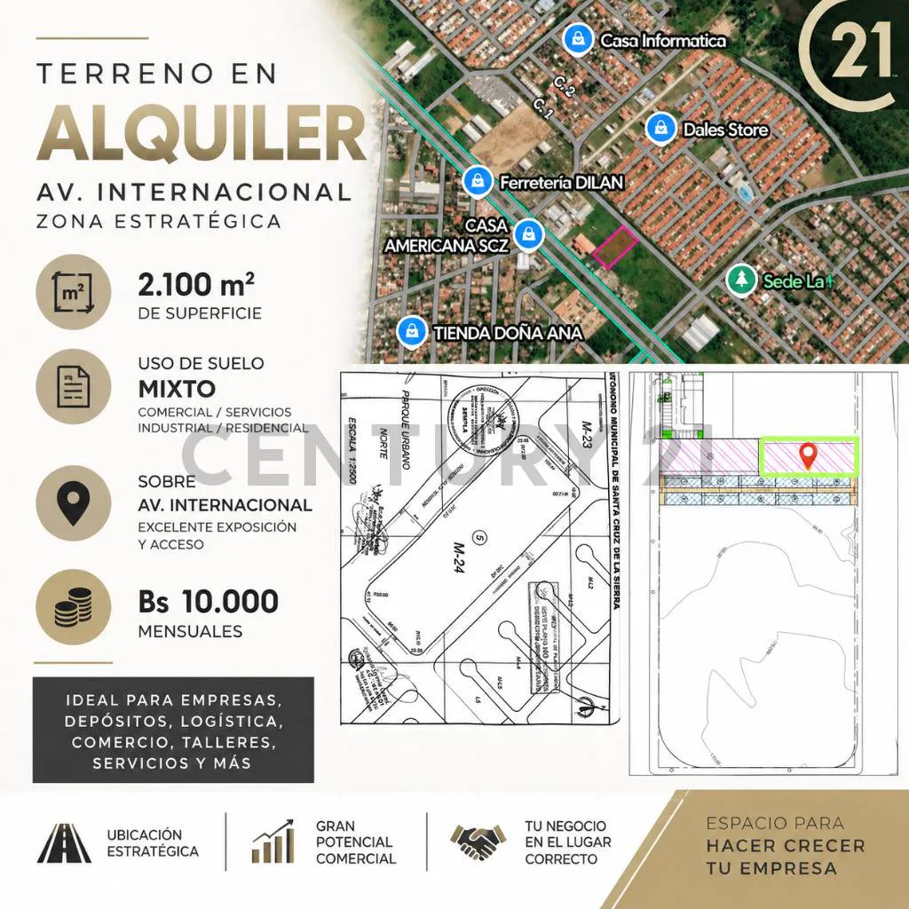 Foto 1 de Terreno en Alquiler 2100m2 en Zona Norte, Av Internacional