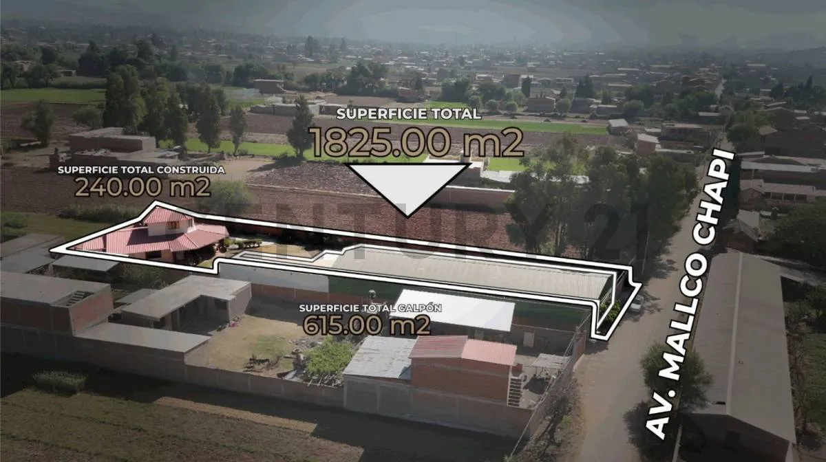 Foto 1 de Casa con Galpón en Venta – Km 21 Quillacollo, entrada a Mallco Chapi
