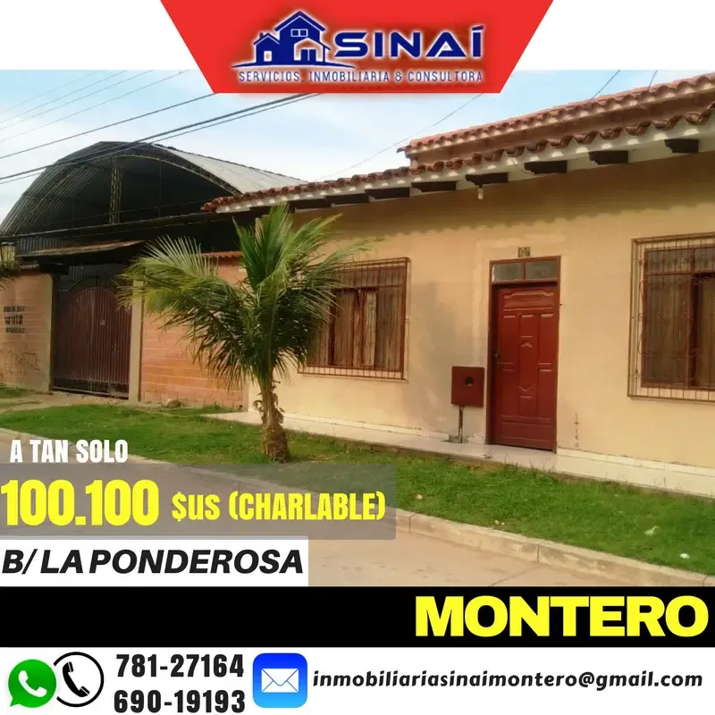 Foto 1 de Montero-Casa en Venta Primer Anillo -Zona Pavimentada