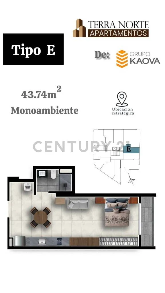 Foto 2 de Departamentos en Preventa Zona Norte Tipo e de 1 Habitacion Piso 6