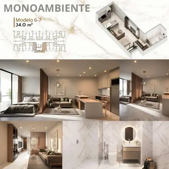 Foto 2 de Monoambiente en Pre Venta de 34 M2