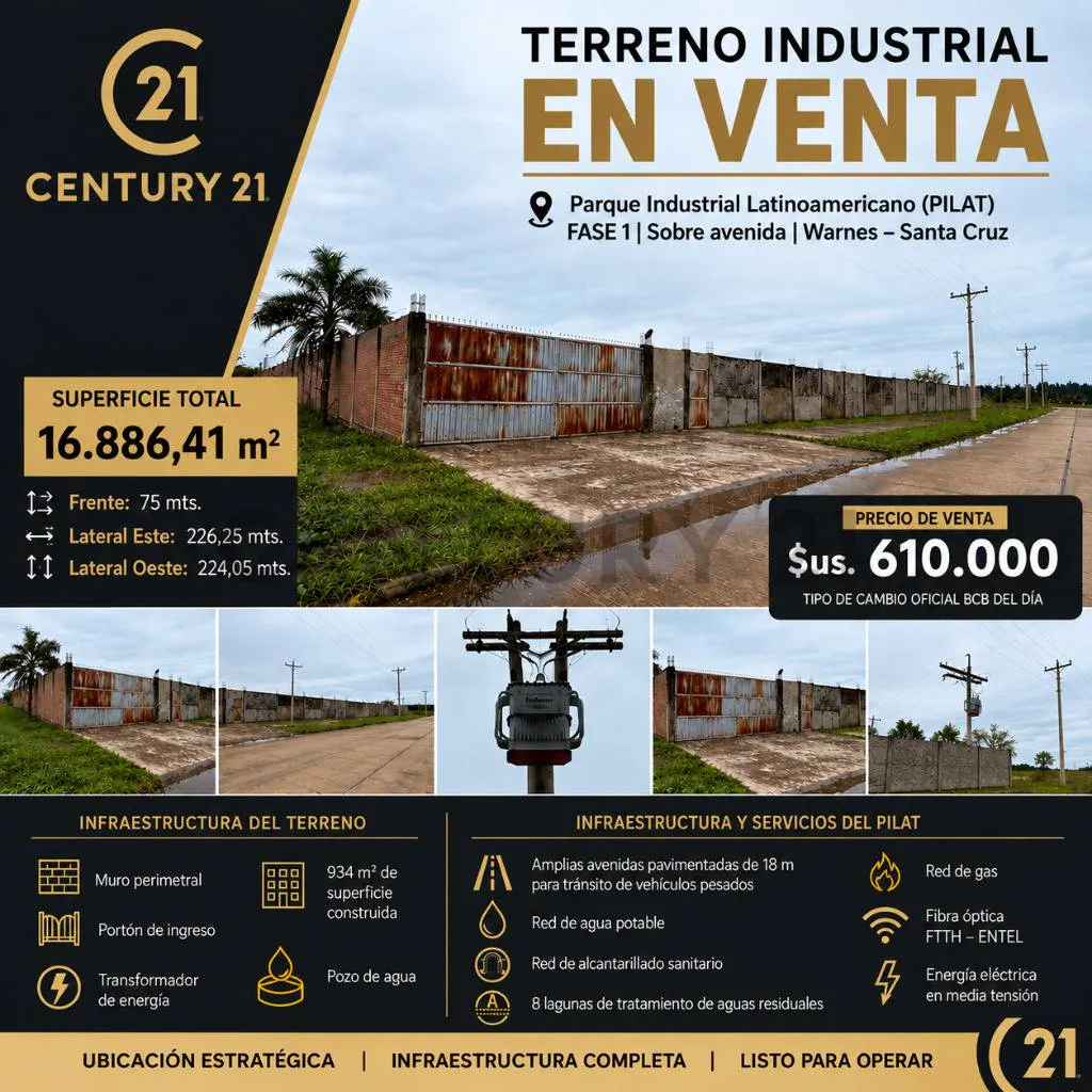 Foto 1 de Terreno en Venta Parque Industrial Latinoamericano (PILAT) Sta. Cruz - Bolivia