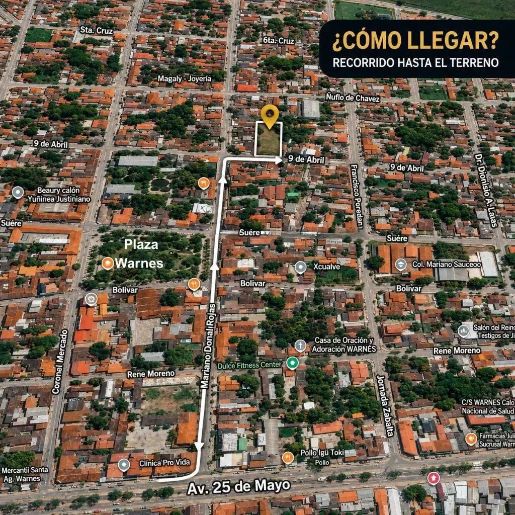 Foto 2 de 749 M² en El Centro de Warnes: Terreno + Renta + Potencial T/C 7