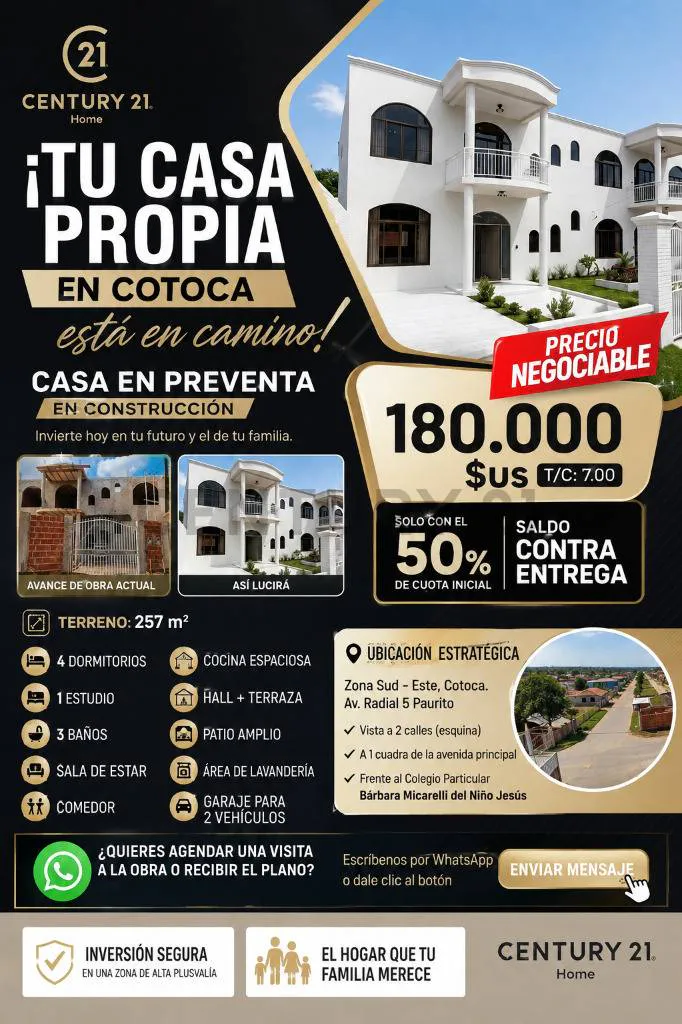 Foto 1 de Casa en Preventa en Cotoca Tu Próximo Hogar Está en Construcción