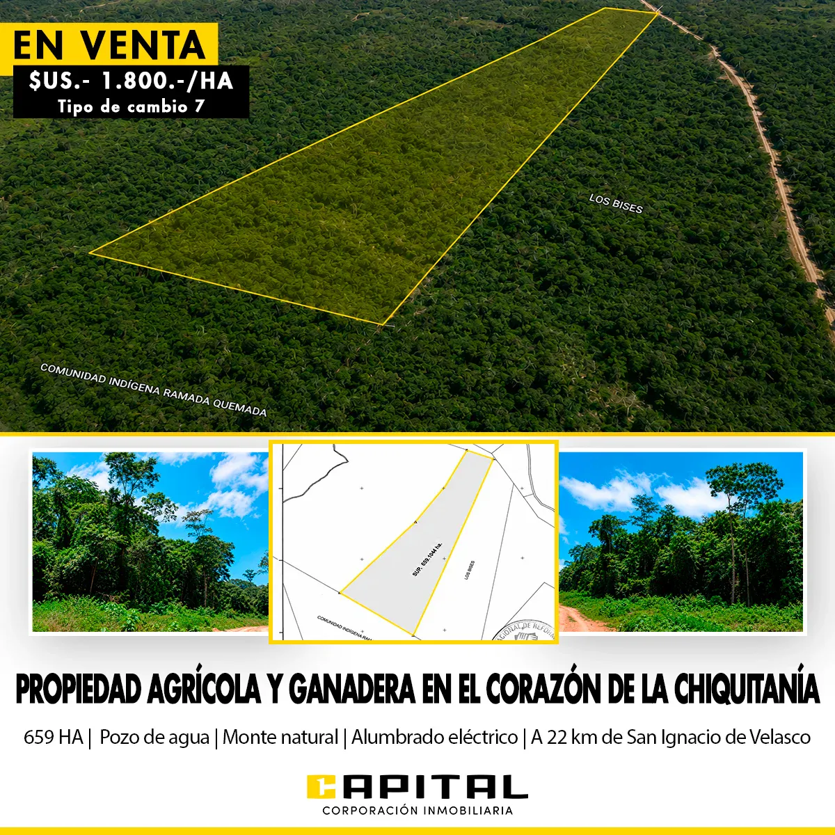 Foto 1 de Propiedad agricola-ganadera en venta en la Chiquitania