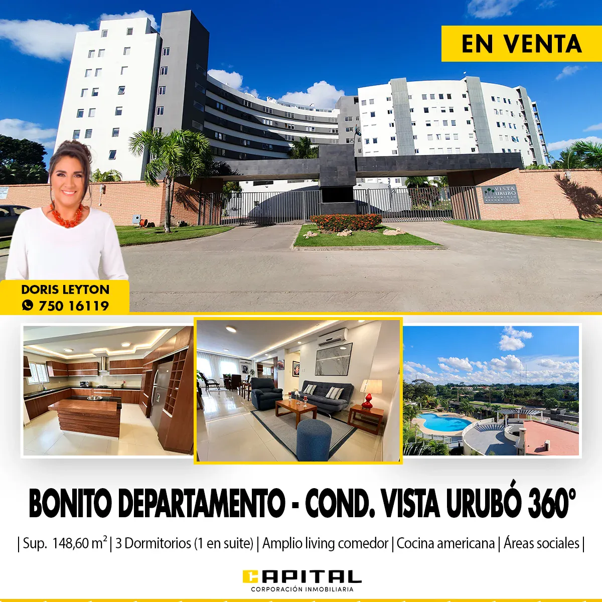 Foto 1 de Departamento en Venta en Condominio vista del Urubo 360