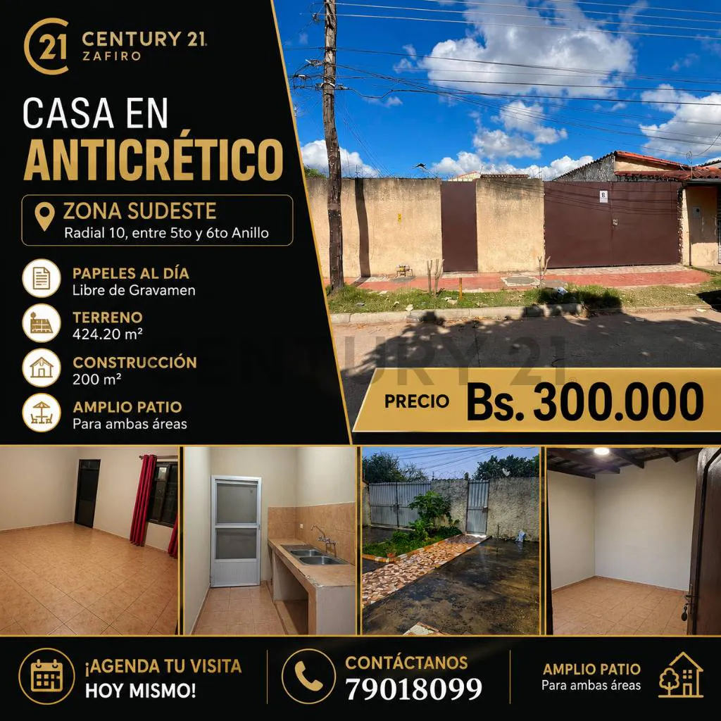 Foto 2 de Casa en Anticretico Sudeste 300.000 Bs