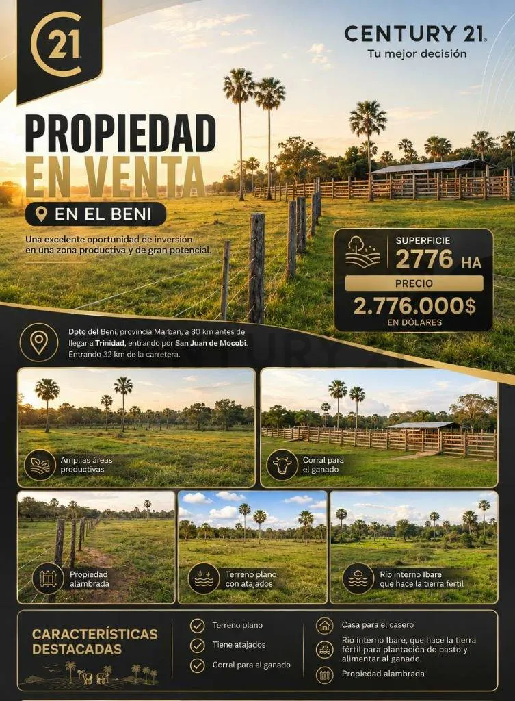 Foto 1 de Propiedad Ganadera en Venta en El Beni
