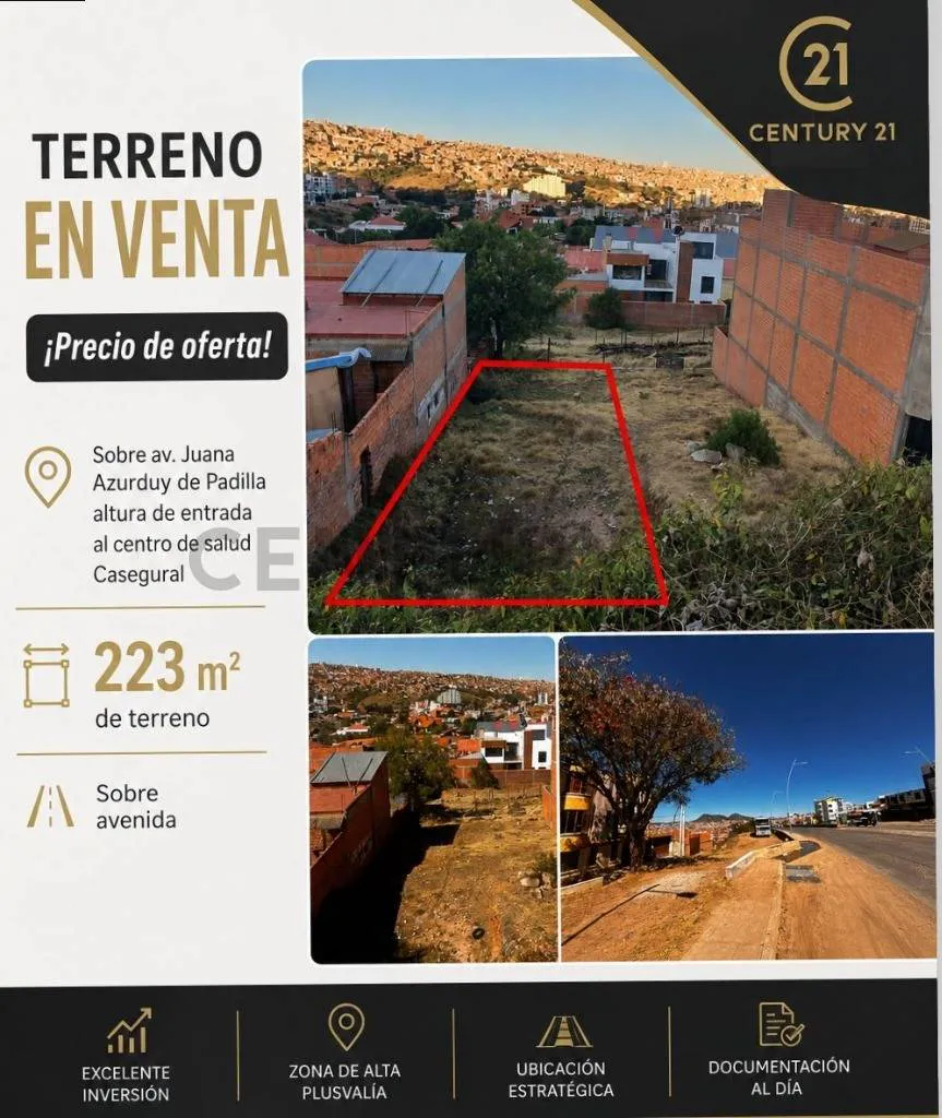 Foto 7 de Terreno Sobre Avenda Juana Azurduy de Padilla en Venta