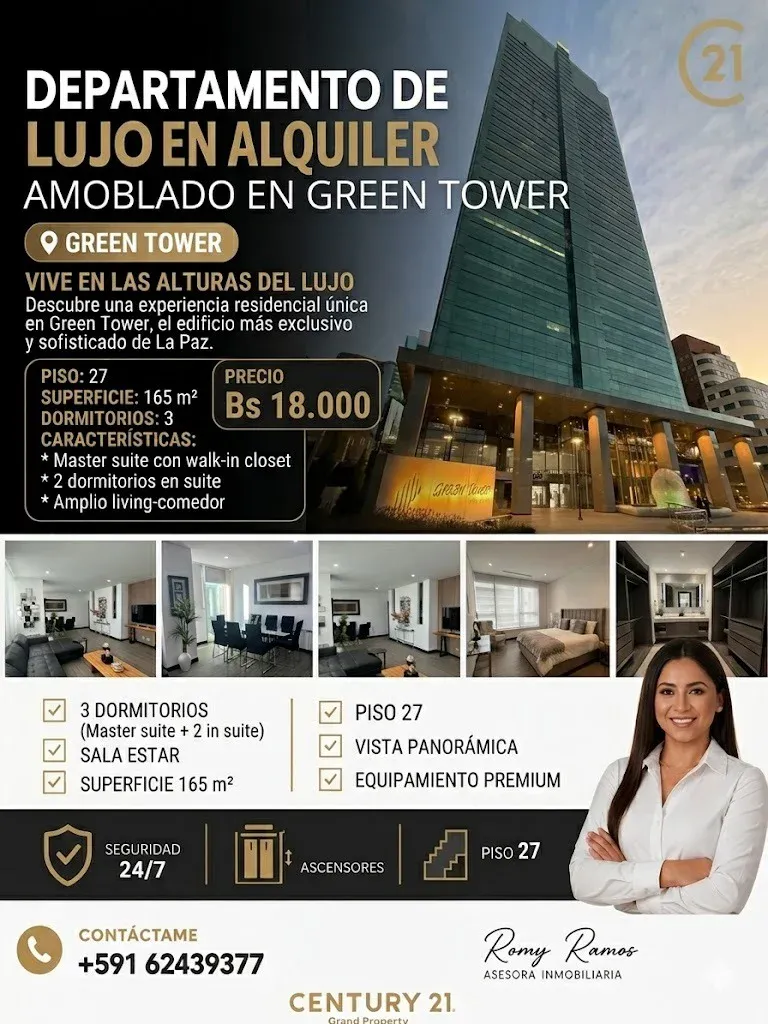 Foto 2 de Hermoso Departamento VACIO De Lujo En Alquiler 3d